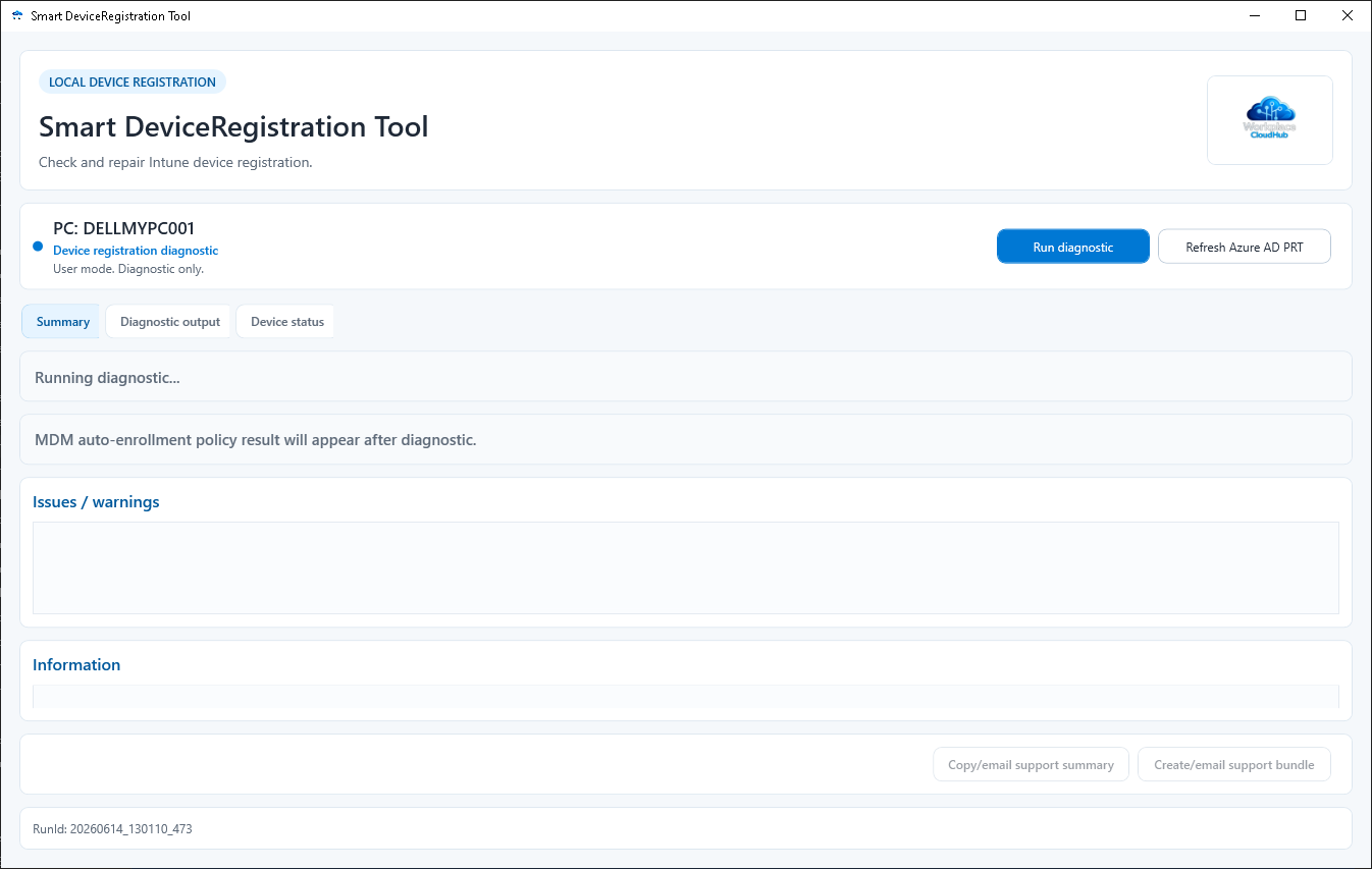 Smart DeviceRegistration Tool interface screenshot