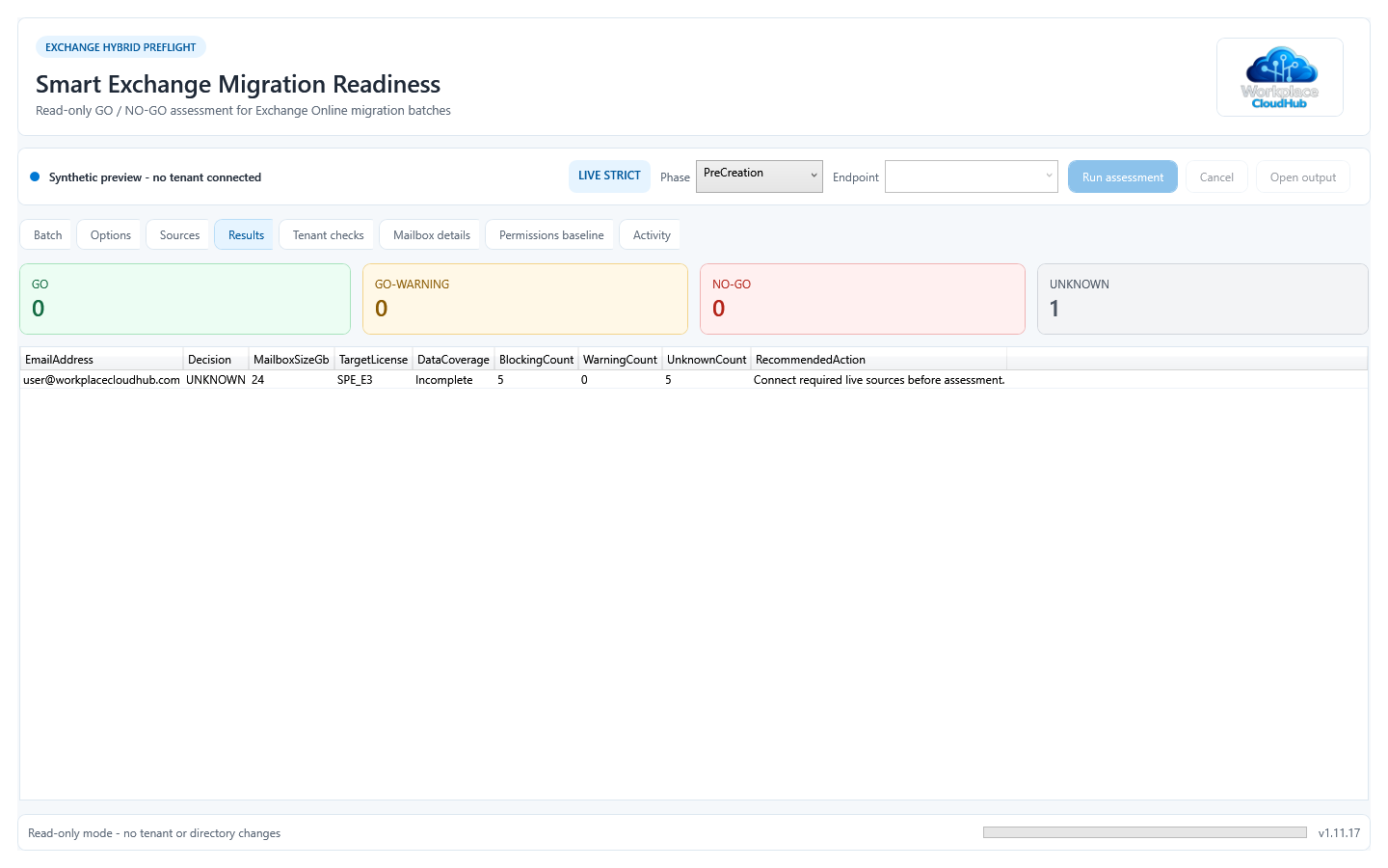 Aperçu synthétique rendu depuis le XAML de l’application ; aucun tenant connecté.